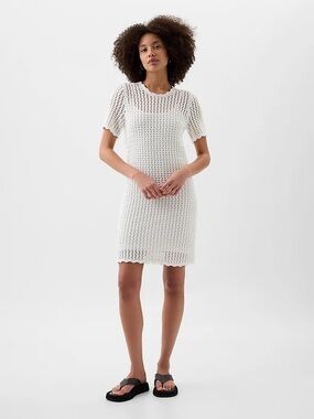GAP Factory Crochet Mini Dress in White